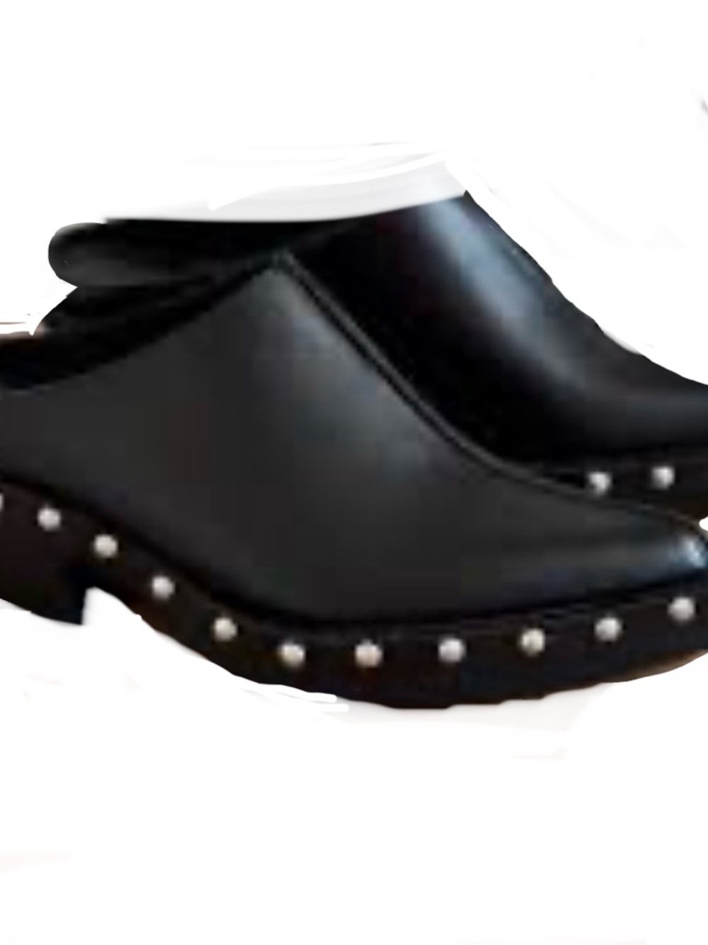 Zara Studded Black Leather Mule Clogs - Women - Picture 2 of 7